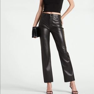 VINTAGE BILLY REID black 100% leather high waisted cropped pant